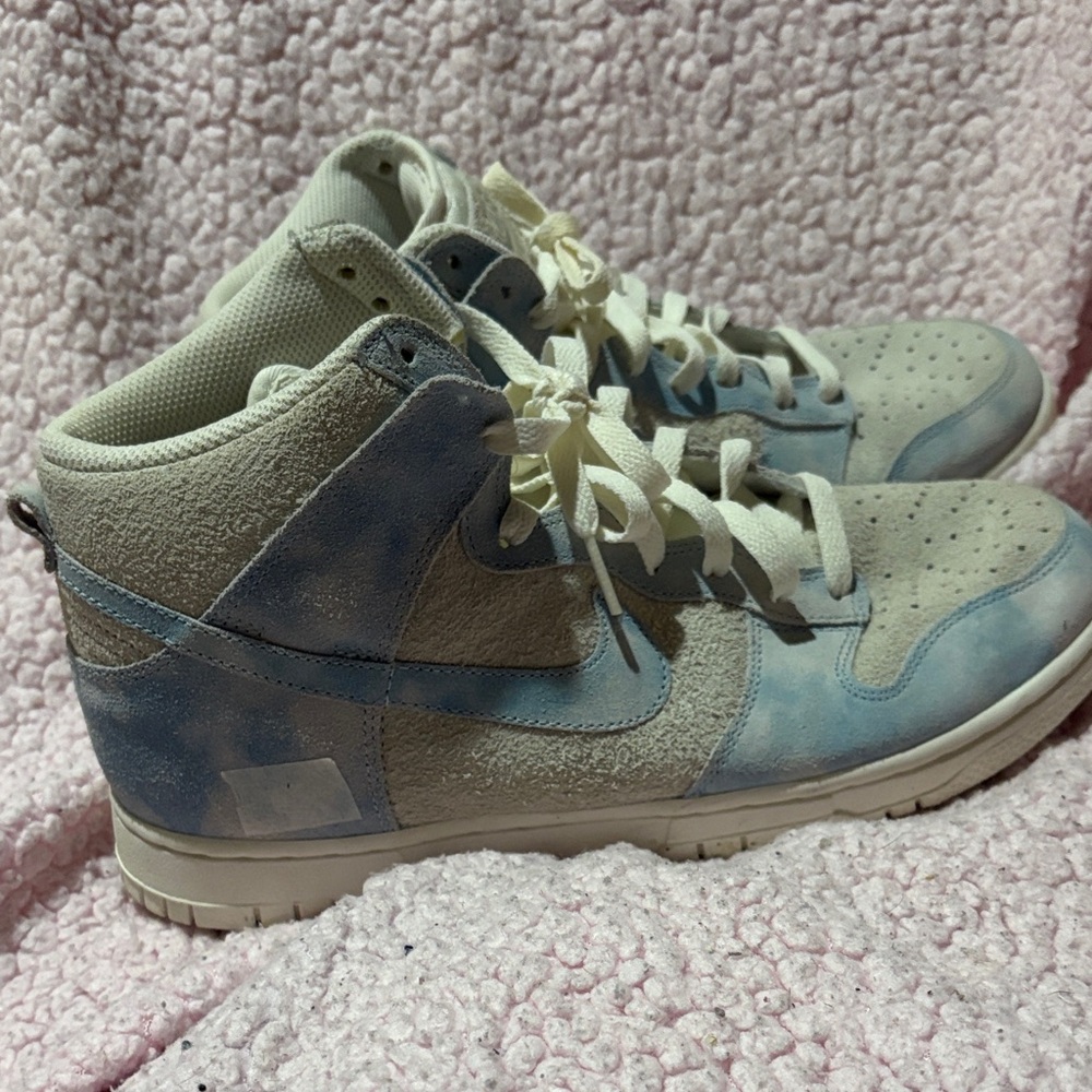 Blue and White High-Top Sneakers